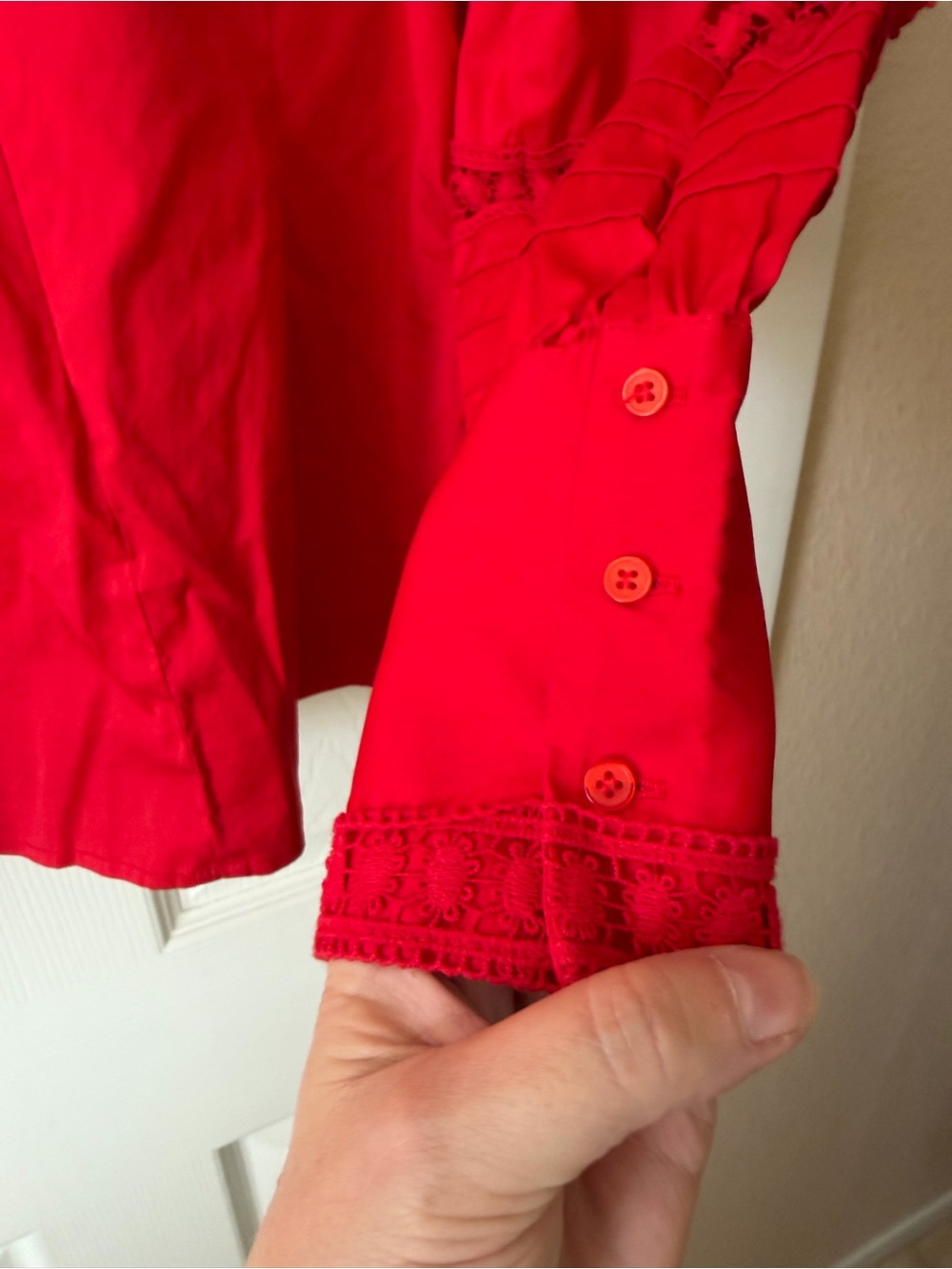 Halogen Red Lace-Panel High Neck Blouse - Picture 3 of 4